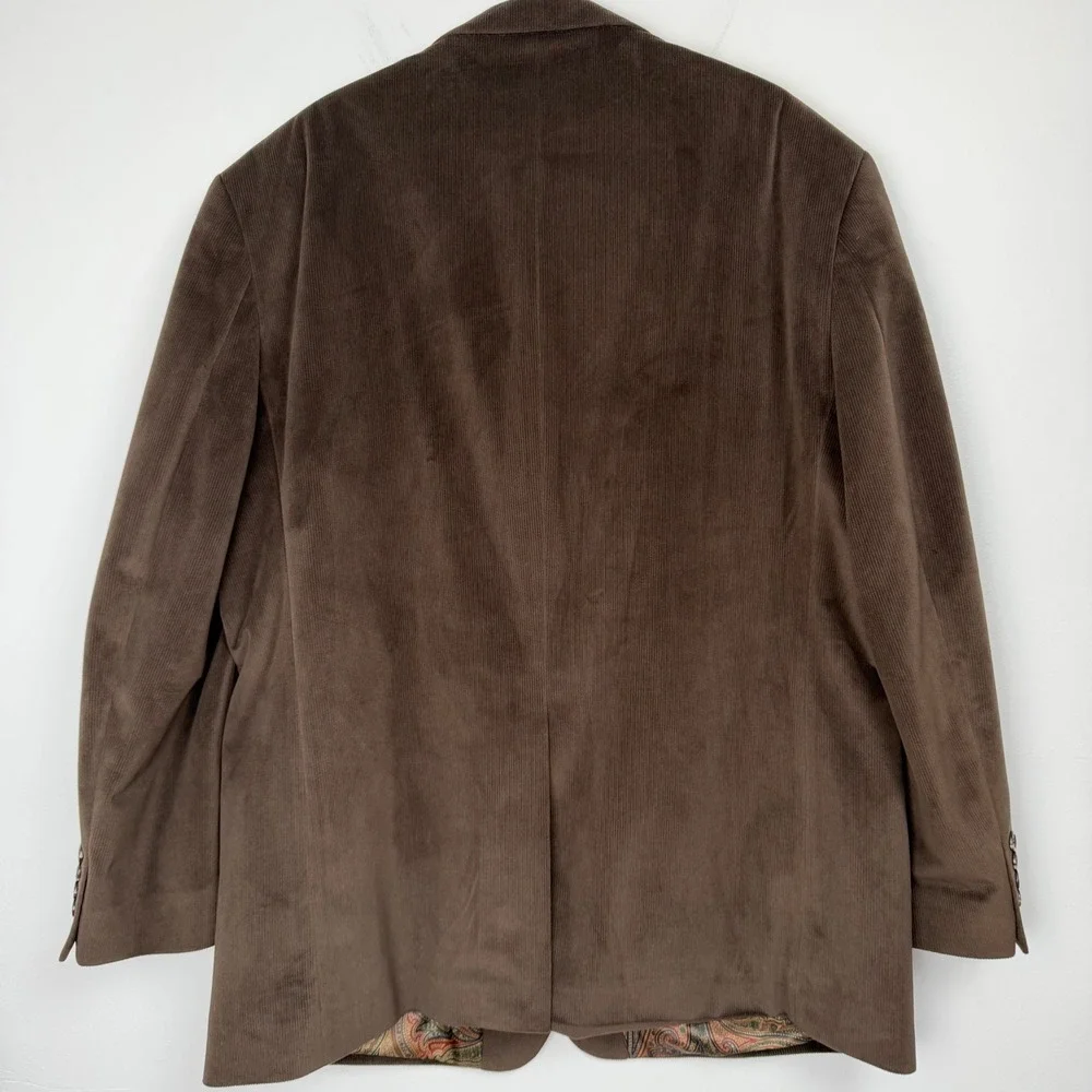 Lauren Ralph Lauren Mens Brown Velour Corduroy Blazer Sport Coat 48R Paisley